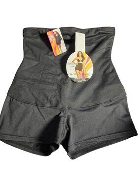 Inspirations By Maidenform Shapewear Black High Waist Tummy Toning Boyshort L